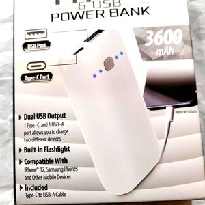 New in box electronic necessities USB charger and flashlight power bank